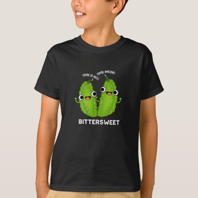 Bittersweet Funny Bitter Gourd Pun Dark BG T-Shirt (Front)