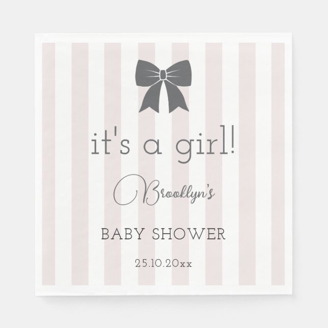 Bitty Bow It's a Girl Baby Shower Napkin (Front)