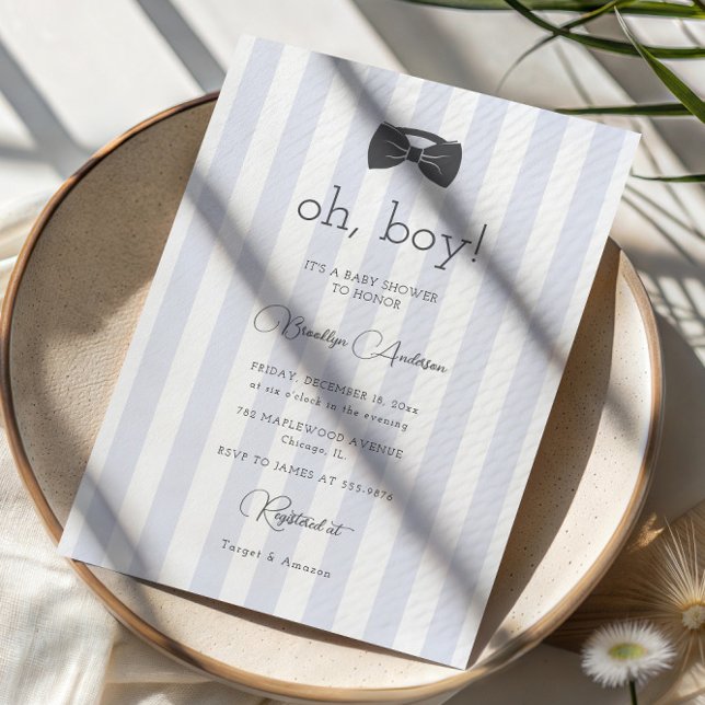 Bitty Bow Oh Boy Baby Shower Invitation (Creator Uploaded)
