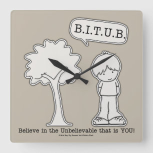 BITUB Pattern (Believe in the Unbelievable) Square Wall Clock