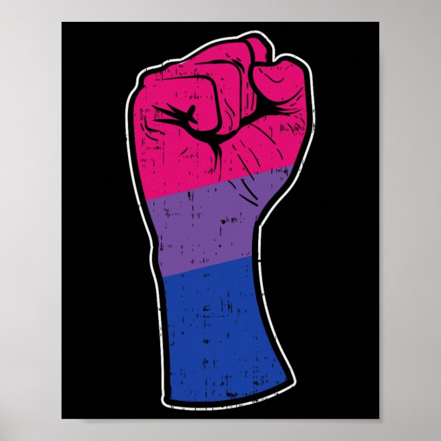 Biual Fist Bi Pride Flag Support Resist Rights Lgb Poster (Front)