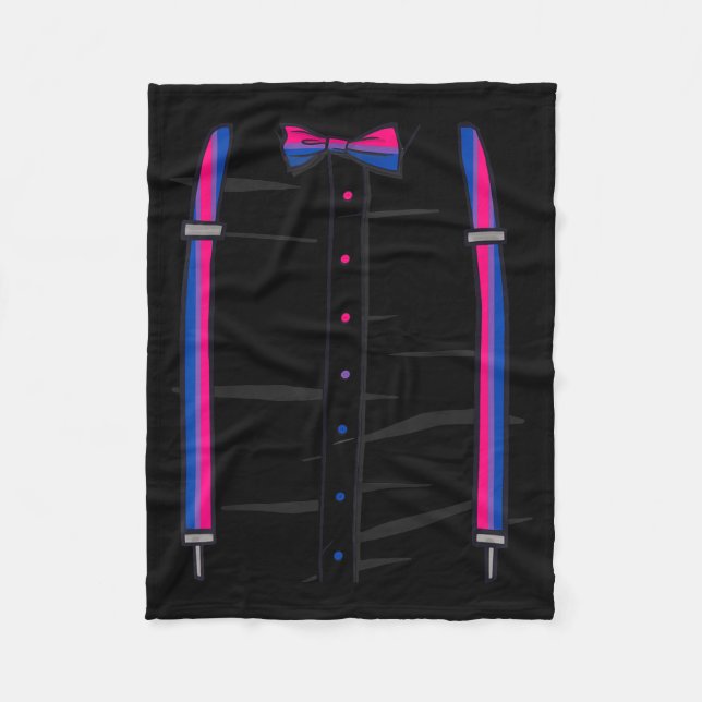 Biual Pride Flag Bow Tie And Braces Lgbtq Bi  Fleece Blanket (Front)