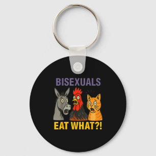 Biuals Eat What Surprised Chicken Cat Lgbt Pride  Key Ring