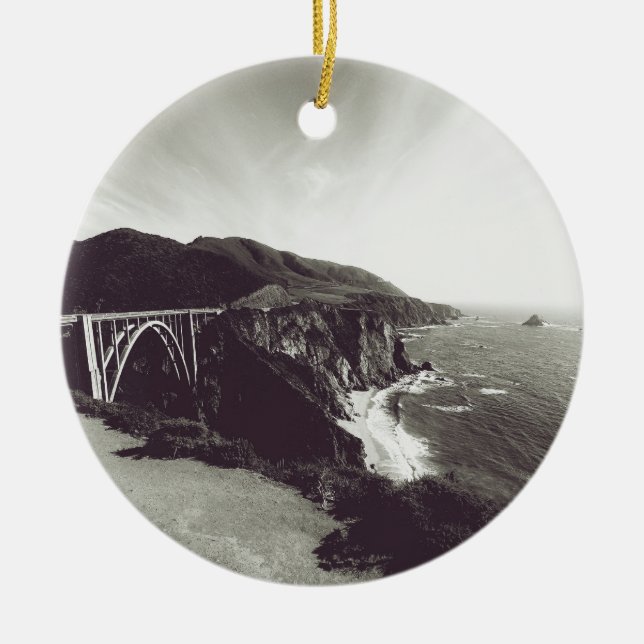 Bixby Bridge, Big Sur, California USA Ceramic Tree Decoration (Front)