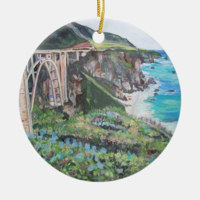 Bixby Creek Bridge -Ornament Ceramic Tree Decoration (Front)