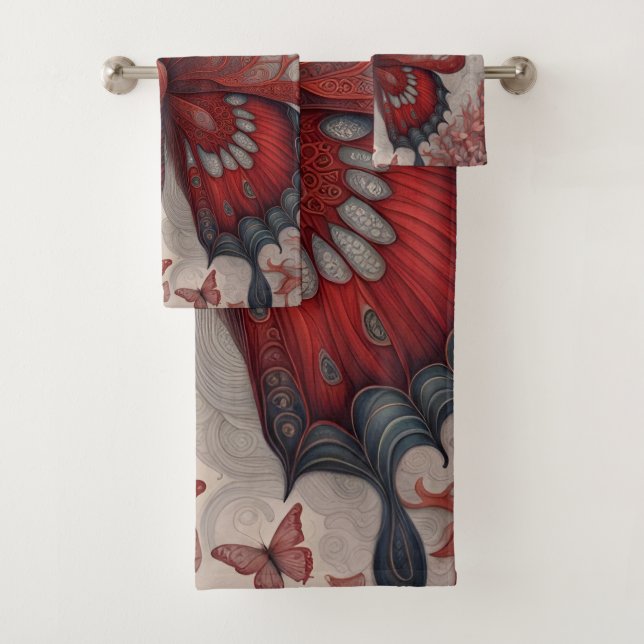 Bizarre Butterfly Insect Art  Bath Towel Set (Insitu)