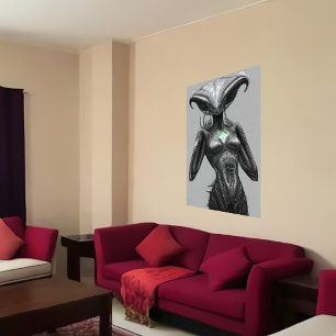 Bizarre cool alien portrait   AI Art Poster