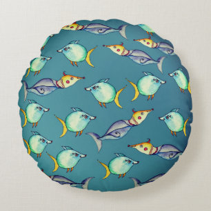 Bizarre Fishes Round Cushion