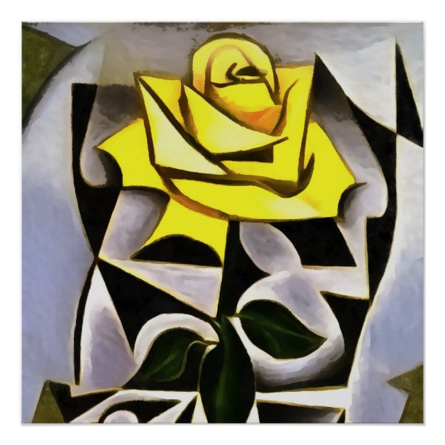 Bizarre Geometric Yellow Rose Art Poster (Front)