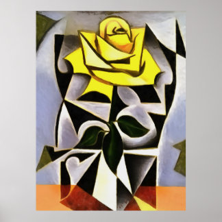 Bizarre Geometric Yellow Rose Art Poster