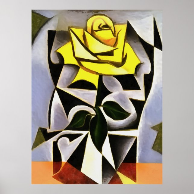 Bizarre Geometric Yellow Rose Art Poster (Front)