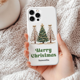 Bizarre leopard print Christmas trees custom name  iPhone 15 Mini Case