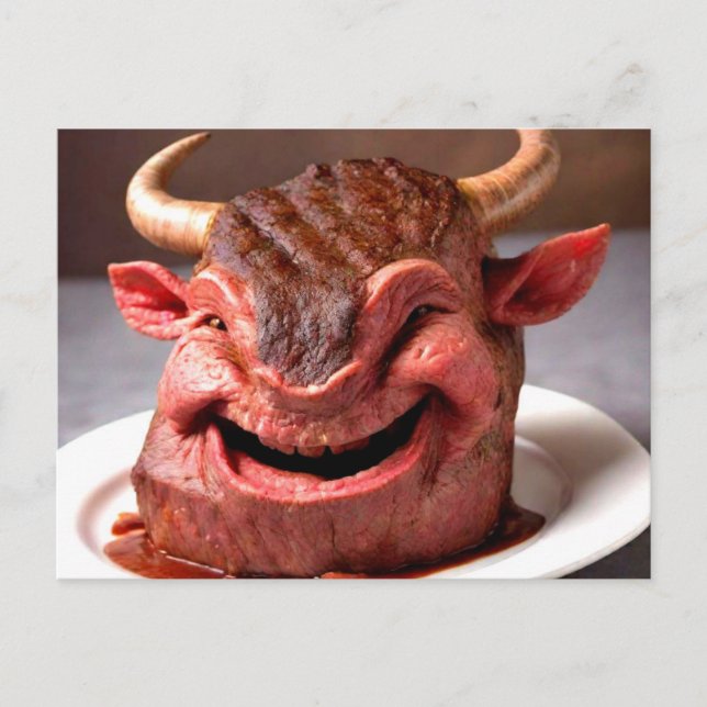 Bizarre Meat Head on Plate Postcard (Front)