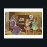 Bizarre Singing Cats Vintage Postcard<br><div class="desc">This is a reproduction of a vintage postcard showing a cat family singing by the piano.</div>