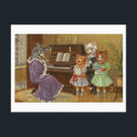 Bizarre Singing Cats Vintage Postcard<br><div class="desc">This is a reproduction of a vintage postcard showing a cat family singing by the piano.</div>