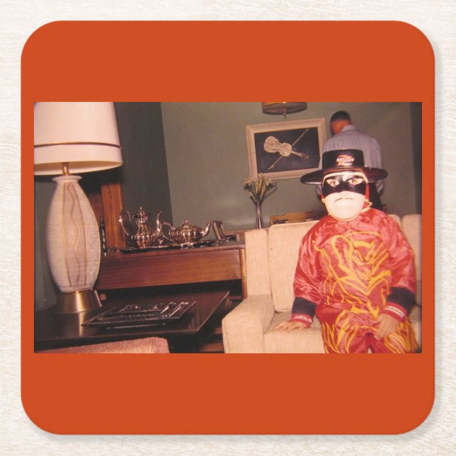 Bizarre Strange Halloween Costume, Vintage Square Paper Coaster (Front)