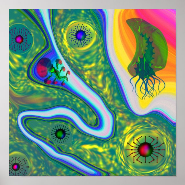 Bizarre world of weird things painting poster (Front)