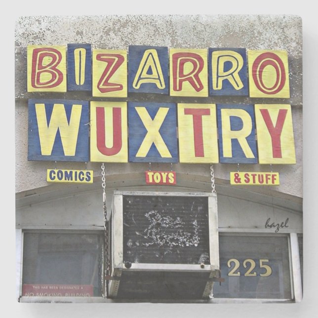 Bizarro Wuxtry,Athens, Ga, Marble Stone Coaster. Stone Coaster (Front)