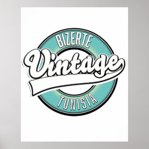 Bizerte tunisia vintage style logo poster