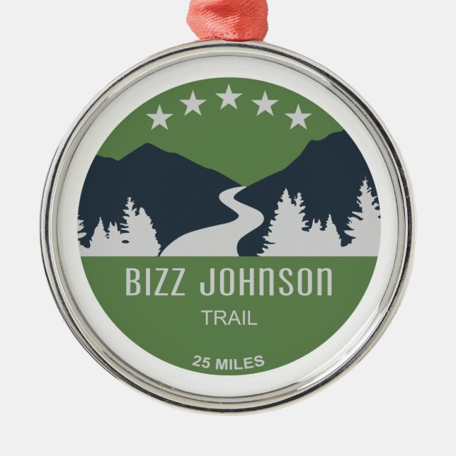 Bizz Johnson Trail Metal Tree Decoration (Front)
