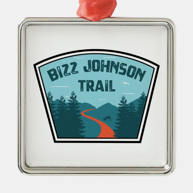 Bizz Johnson Trail Metal Tree Decoration (Front)