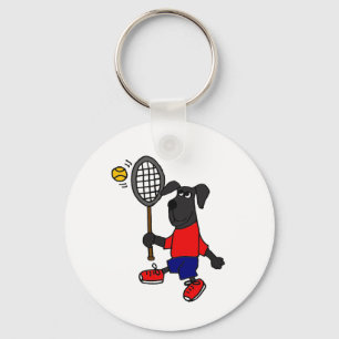 BJ- Funny Puppy Dog Playing Tennis Key Ring