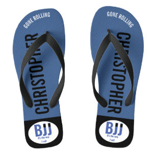 BJJ Blue Belt Gone Rolling Add Your Name Jiu Jitsu Jandals