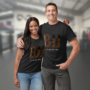 BJJ Brazilian Jiu Jitsu Add Name Brown Belt T-Shirt