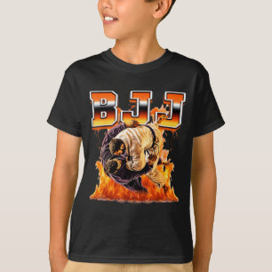 BJJ Brazilian Jiu Jitsu Flames 90s Bootleg Style T-Shirt