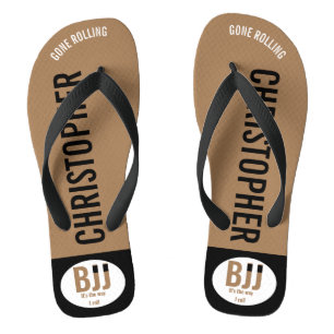 BJJ Brown Belt Rolling Add Your Name Jiu Jitsu Jandals