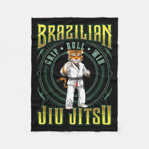 BJJ Grip Roll Win - Grappling Jiu Jitsu BJJ Tiger Fleece Blanket