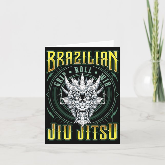 BJJ Grip Roll Win - Grappling Jiu Jitsu Dragon Card (Front)