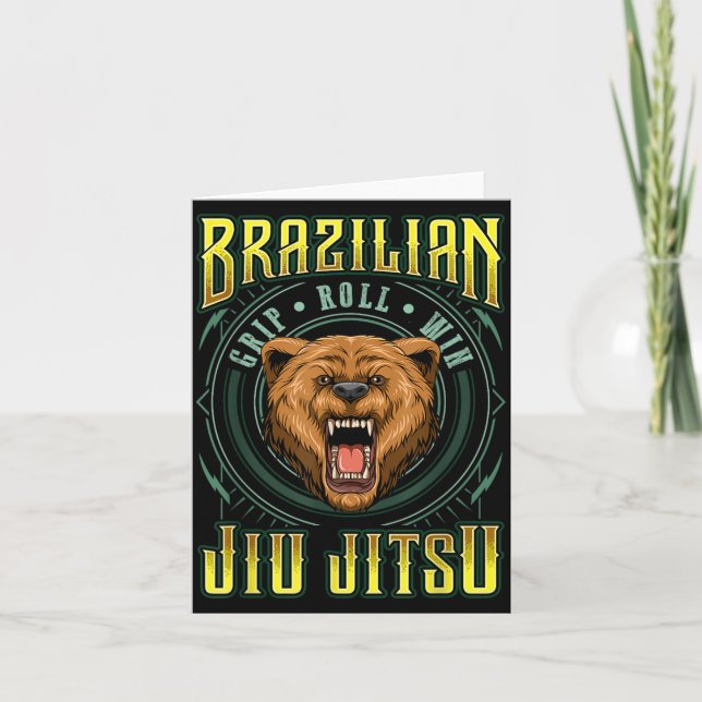 BJJ Grip Roll Win - Grappling Jiu Jitsu Grizzly Card (Front)