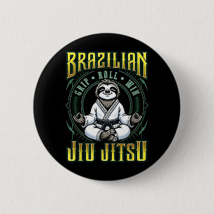 BJJ Grip Roll Win - Grappling Jiu Jitsu Meditation 6 Cm Round Badge