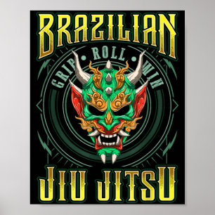 BJJ Grip Roll Win - Grappling Jiu Jitsu Oni Demon Poster