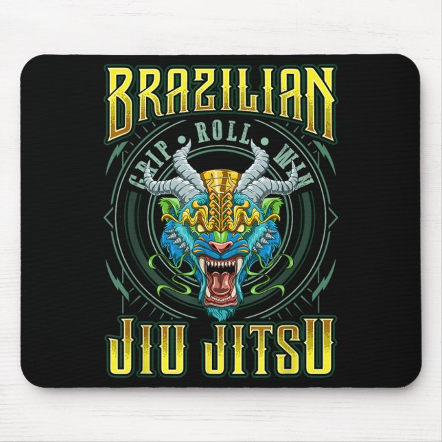 BJJ Grip Roll Win - Grappling Jiu Jitsu Tiger Mouse Pad (Front)