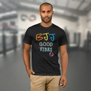 BJJ Retro Graffiti style Good Vibes Black T-Shirt