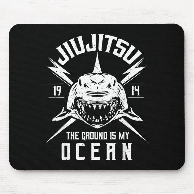 BJJ Shark - Brazilian Jiu Jitsu and Grappling Mouse Pad (Front)