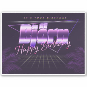 Björn Name Vorname lila retro Sticker Geburtstag