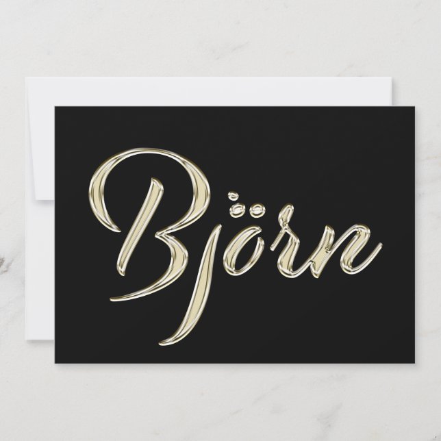 Björn Name white gold Handwriting Card (Front)