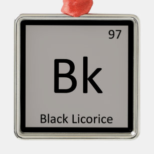 Bk - Black Liquorice Chemistry Periodic Table Metal Tree Decoration