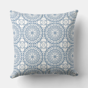 bl white squares on a light blue backgroun cushion