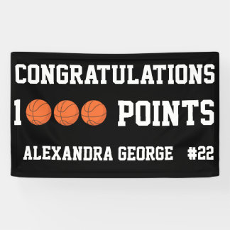 Black 1000 Basketball Career Points Scorer Player Banner