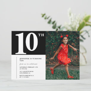 Black 10th birthday invitation Chic Girls Photo