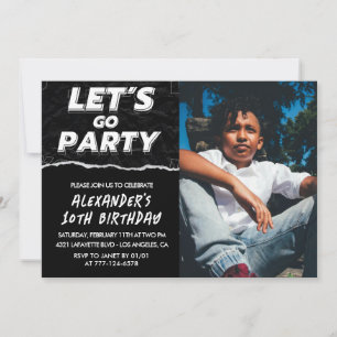 Black 10th birthday invitations Boy Photo