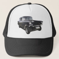 Black 1957 Chevy sedan delivery wagon gasser drag
