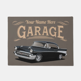 Black 1957 Classic Car Welcome Doormat