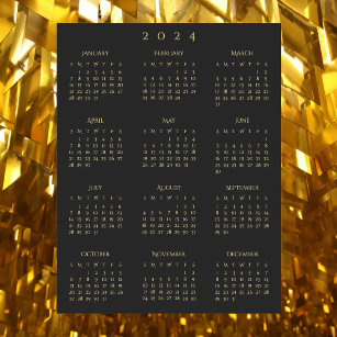 Black 2024 Full Year Calendar Home Fridge Magnet Magnetic Dry Erase Sheet