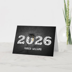Black 2025 Graduation Cap On Black Rock Card