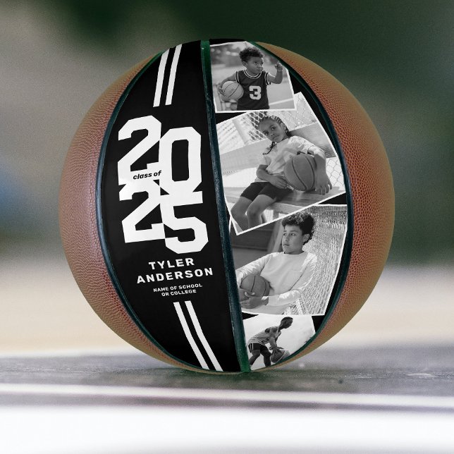 Black 2025 Graduation Senior 4 Photo Basketball (Creator Uploaded)